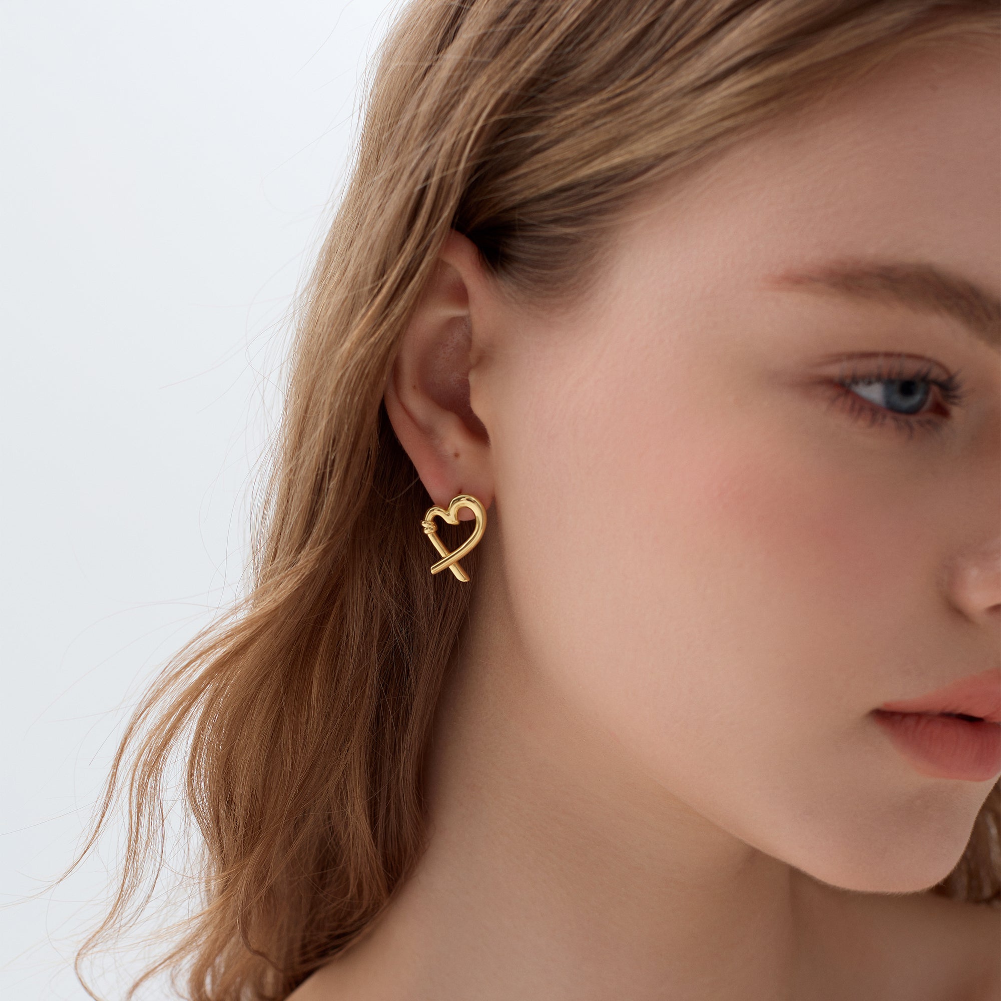 Honey Moon Hollow Heart 999 Sterling Silver Romantic Fine Jewelry Women’s Stud Earrings