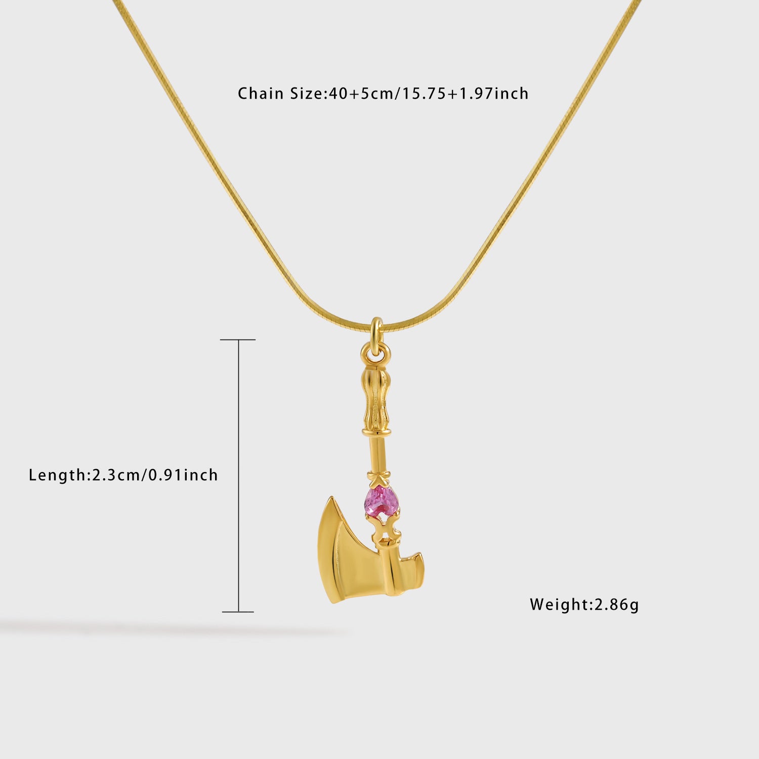 Trendy Fine Jewelry Women’s Classic Red Heart CZ Axe Shape 925 Sterling Silver Necklace